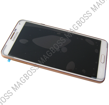 GH97-15209E - Obudowa przednia z ekranem dotykowym i wyświetlaczem LCD Samsung N9005 Galaxy Note III - biało złota (oryginalna)