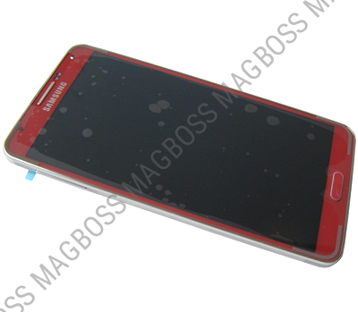 GH97-15209D - Obudowa przednia z ekranem dotykowym i wyświetlaczem LCD Samsung N9005 Galaxy Note III - czerwona (oryginalna)