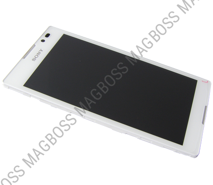 A/8CS-58600-0004 - Obudowa przednia z ekranem dotykowym i wyświetlaczem LCD Sony C2304, C2305 Xperia C - biała (oryginalna)