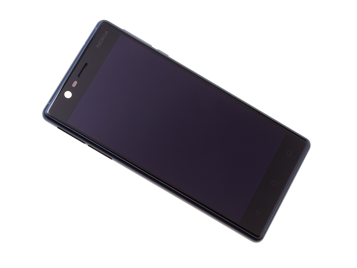 20NE1LW0003 - Obudowa przednia z ekranem dotykowym i wyświetlaczem Nokia 3/ Nokia 3 Dual SIM - typ B - ciemno niebieska (oryginalna)