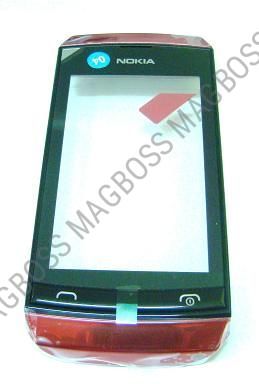 00801J7 - Obudowa przednia z ekranem dotykowym Nokia 305 Asha/ 306 Asha - czerwona (oryginalna)