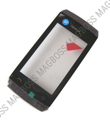 00801K1 - Obudowa przednia z ekranem dotykowym Nokia 305 Asha/ 306 Asha - szara (oryginalna)