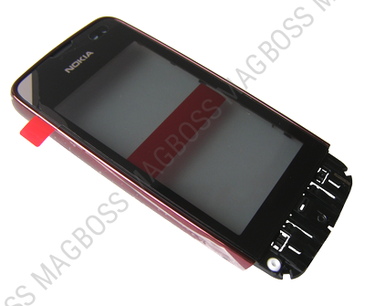 0258251 - Obudowa przednia z ekranem dotykowym Nokia 311 Asha - czerwona (oryginalna)
