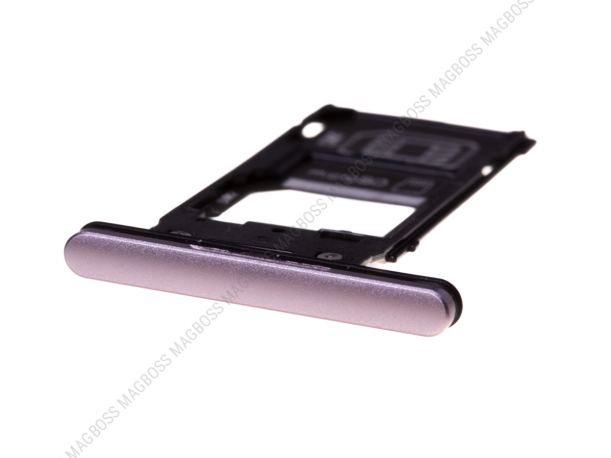 U50052421, 1311-3792 - Szufladka karty SIM Sony H8266, H8296 Xperia XZ2 Dual SIM - różowa (oryginalna)