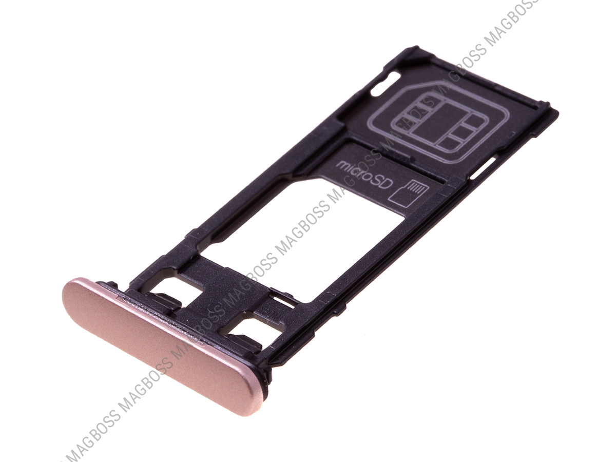 U50042351, 1302-4833 - Szufladka karty Sony F5121 Xperia X - różowa (oryginalna)