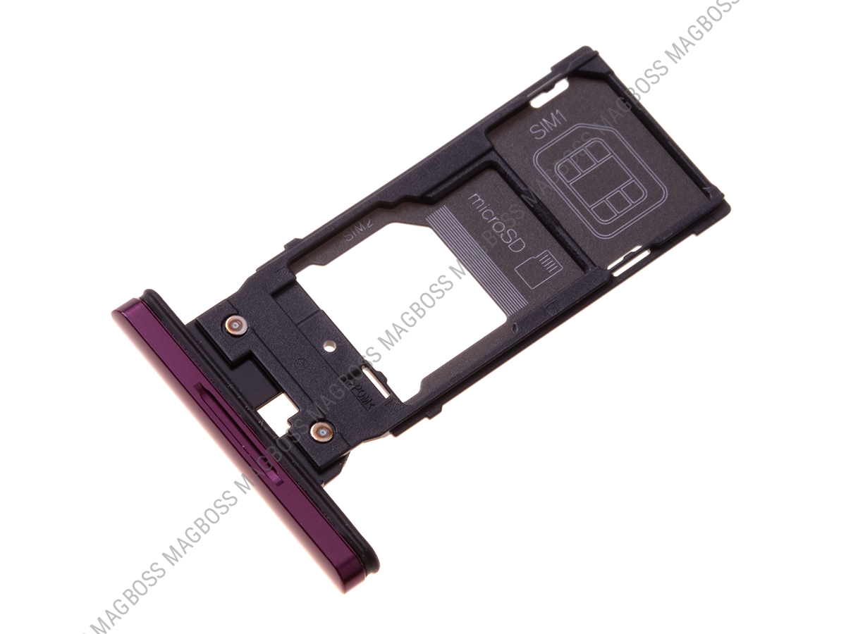 U50053581, 1313-1483 - Szufladka karty Sony H9436, H9493 Xperia XZ3 Dual SIM - czerwona (oryginalna)